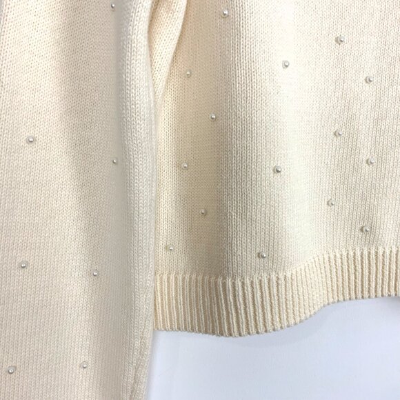 New Zara Knit Sweater with Jewel Beads and Pearls Size Medium - Picture 6 of 16